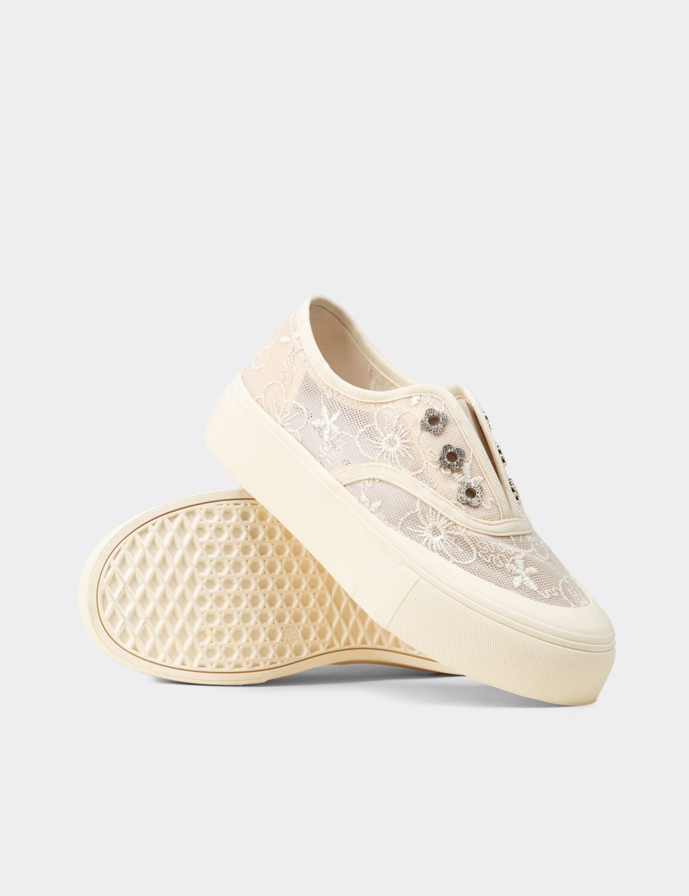Women's Lace Slip-On Platform Sneakers - K0523ZBEJC01