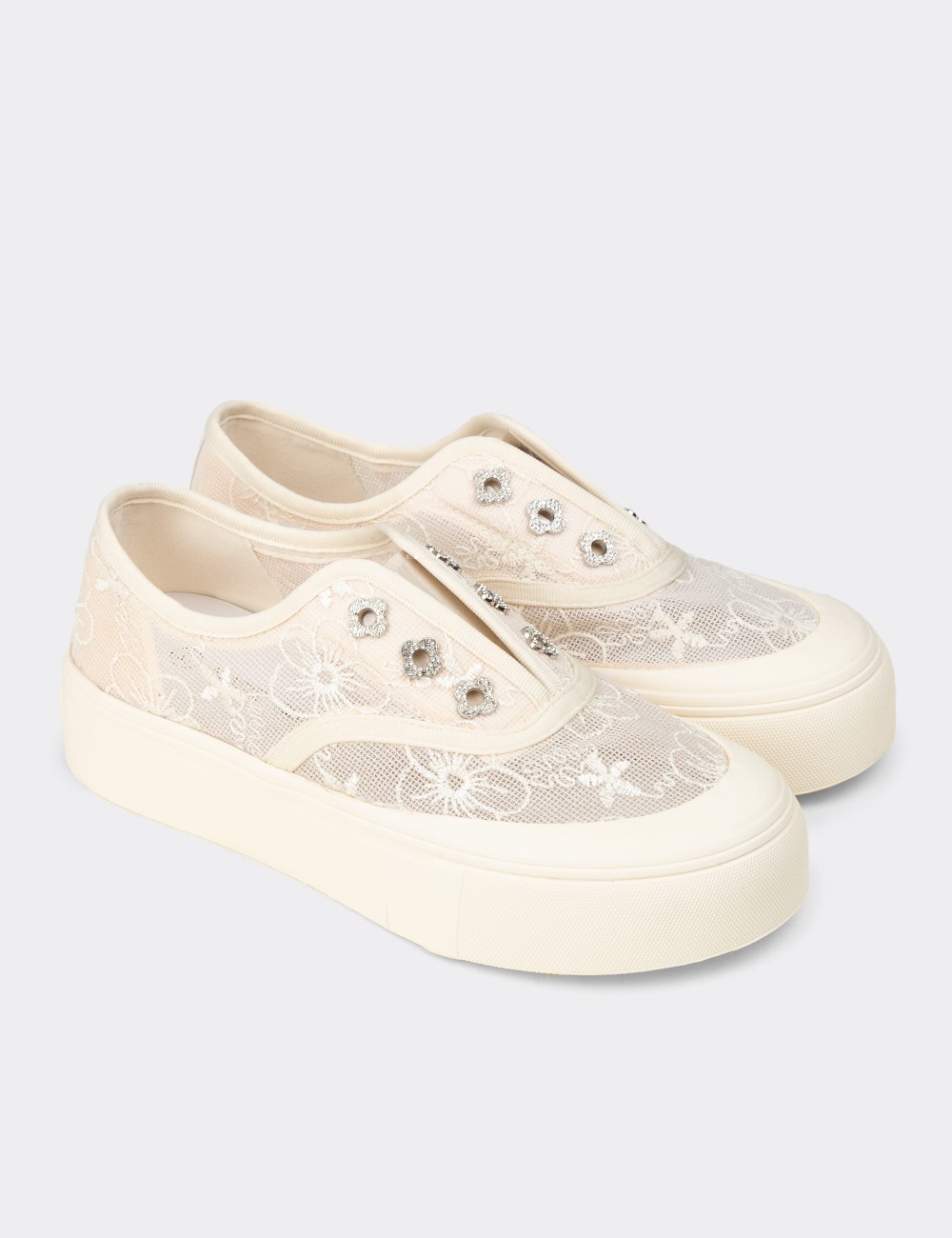 Women's Lace Slip-On Platform Sneakers - K0523ZBEJC01