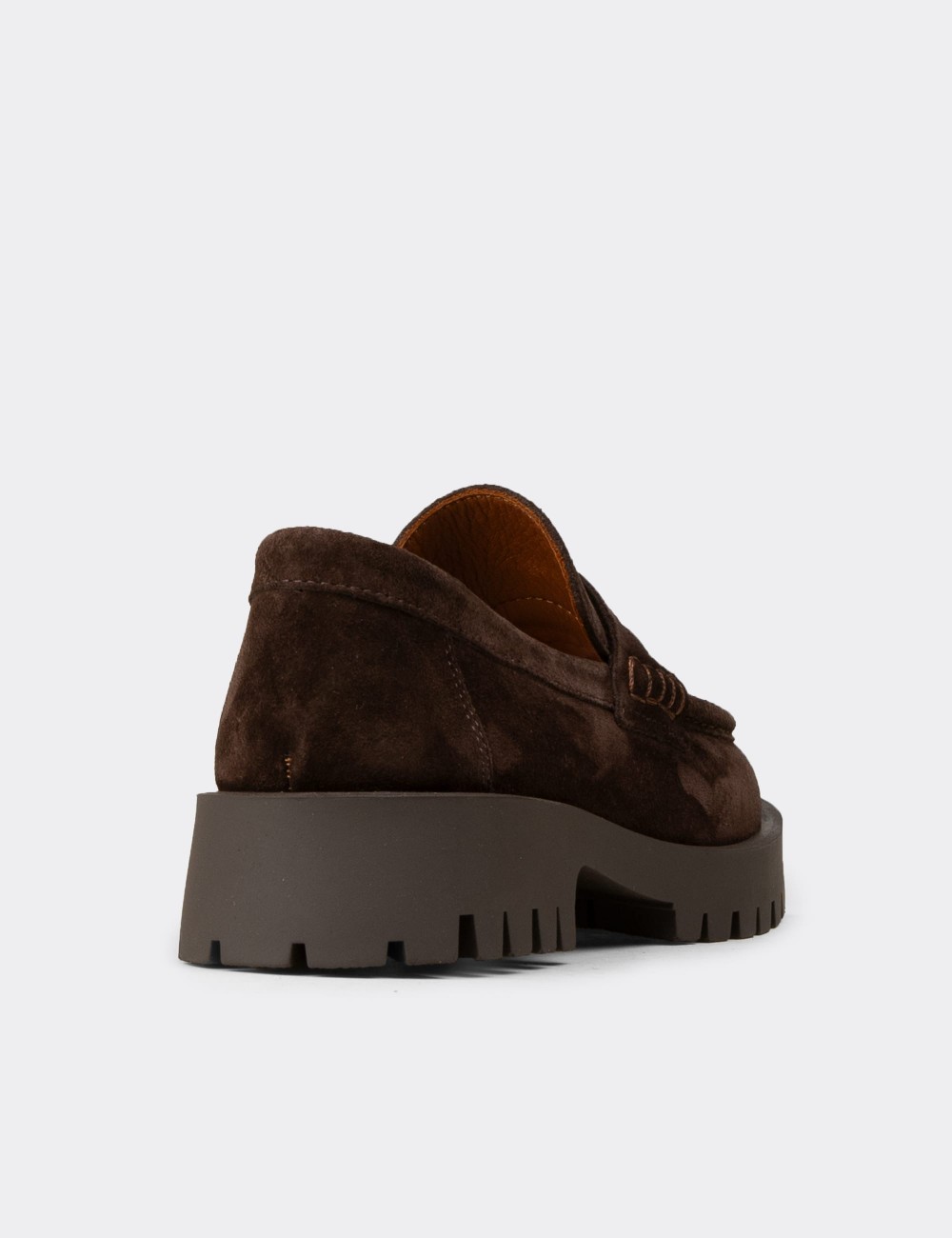 Women's Brown Suede Leather Tassel Loafers - 02035ZKHVC01