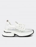 Women's Platform Sneakers with White Crystal Details