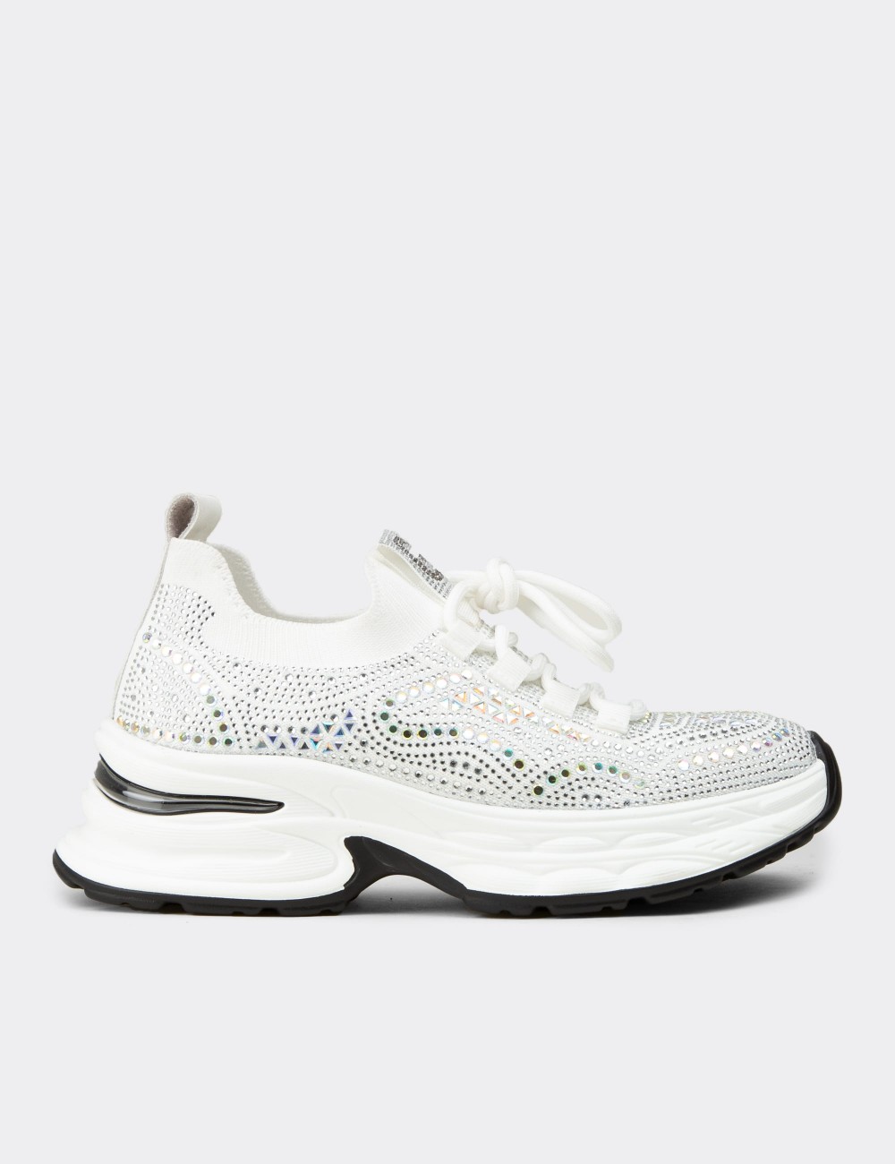 Women's Platform Sneakers with White Crystal Details - 26303ZBYZP01
