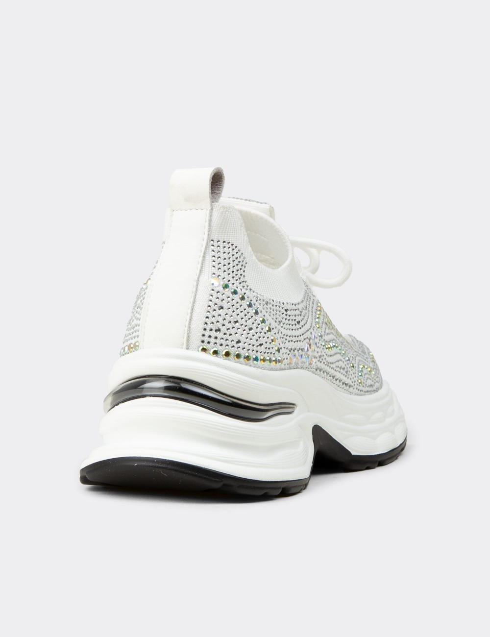 Women's Platform Sneakers with White Crystal Details - 26303ZBYZP01
