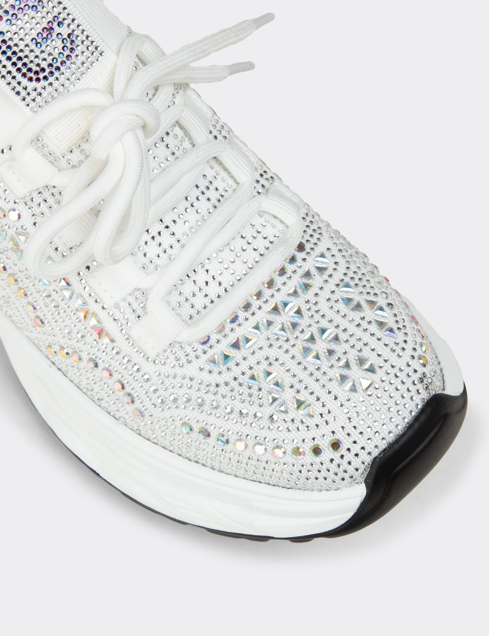 Women's Platform Sneakers with White Crystal Details - 26303ZBYZP01