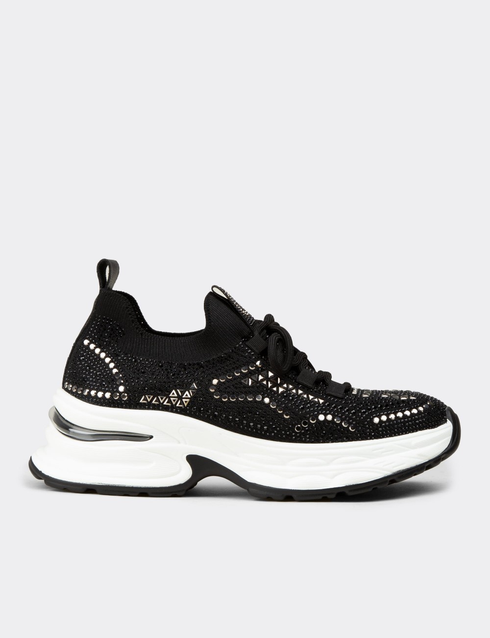 Women's Black Crystal-Embellished Platform Sneakers - 26303ZSYHP01