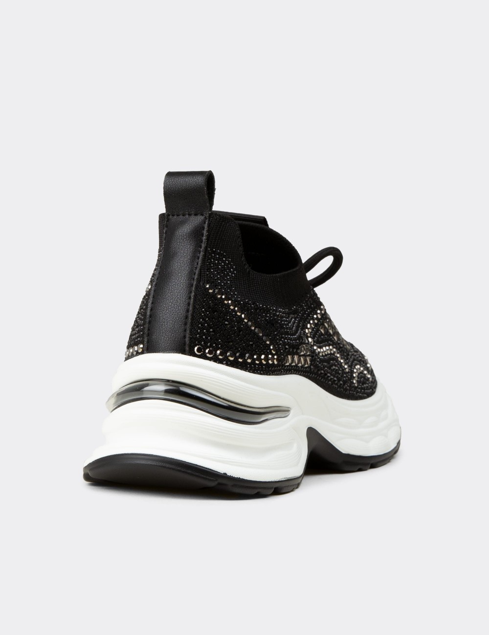 Women's Black Crystal-Embellished Platform Sneakers - 26303ZSYHP01