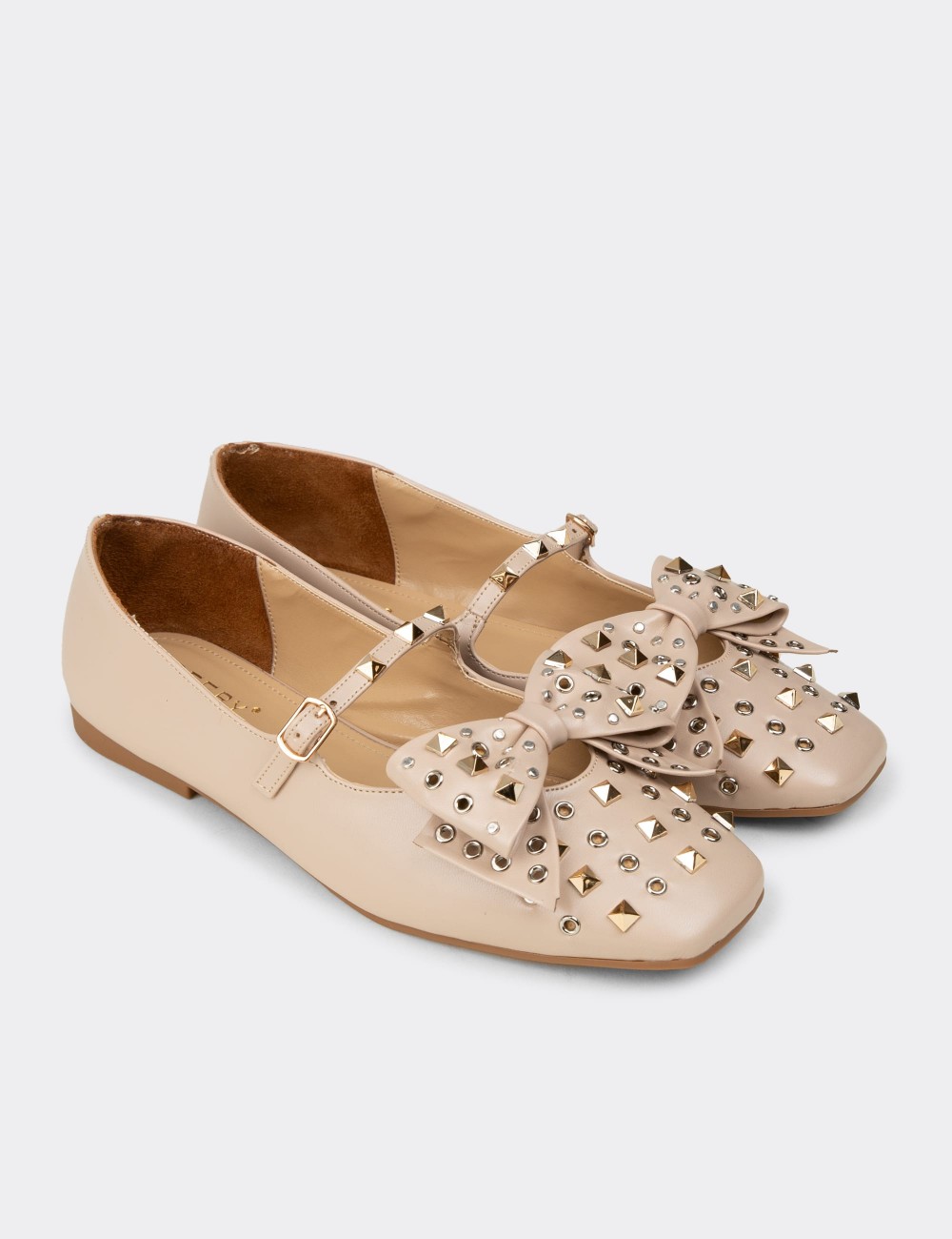 Women's Beige Mary Jane Flats - RD130ZBEJC01