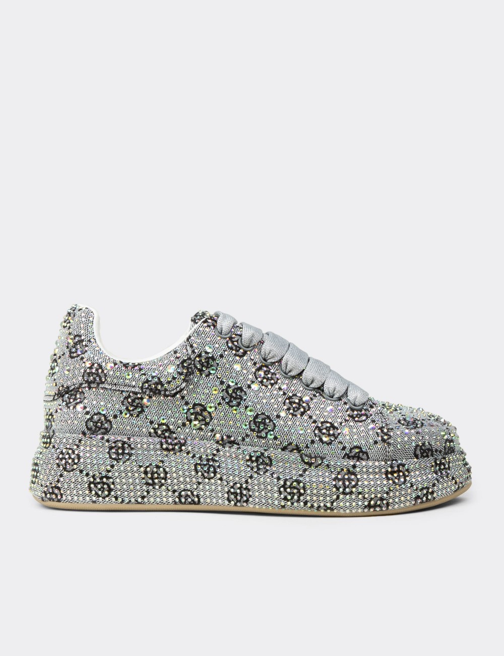 Women's Sneakers with Gray Stone Details - K0052ZGRIC01