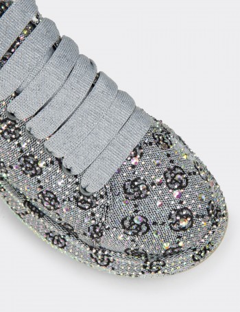 Women's Sneakers with Gray Stone Details