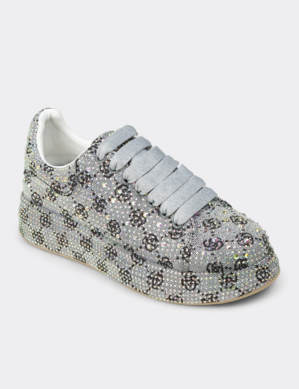 Women's Sneakers with Gray Stone Details - K0052ZGRIC01