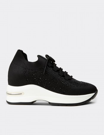 Women's Black Hidden Wedge Sneaker