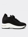 Women's Black Hidden Wedge Sneaker