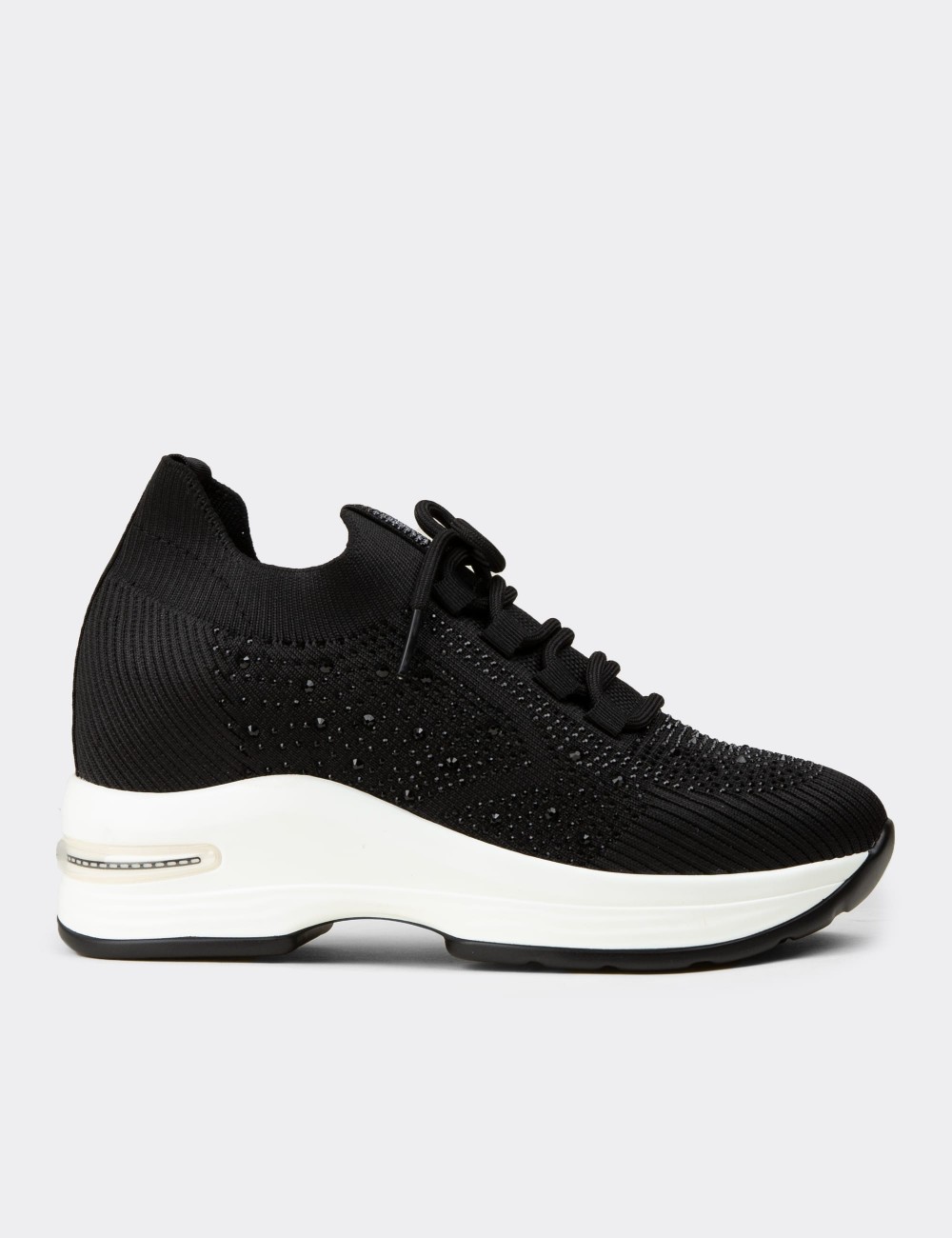 Women's Black Hidden Wedge Sneaker - K5050ZSYHC01
