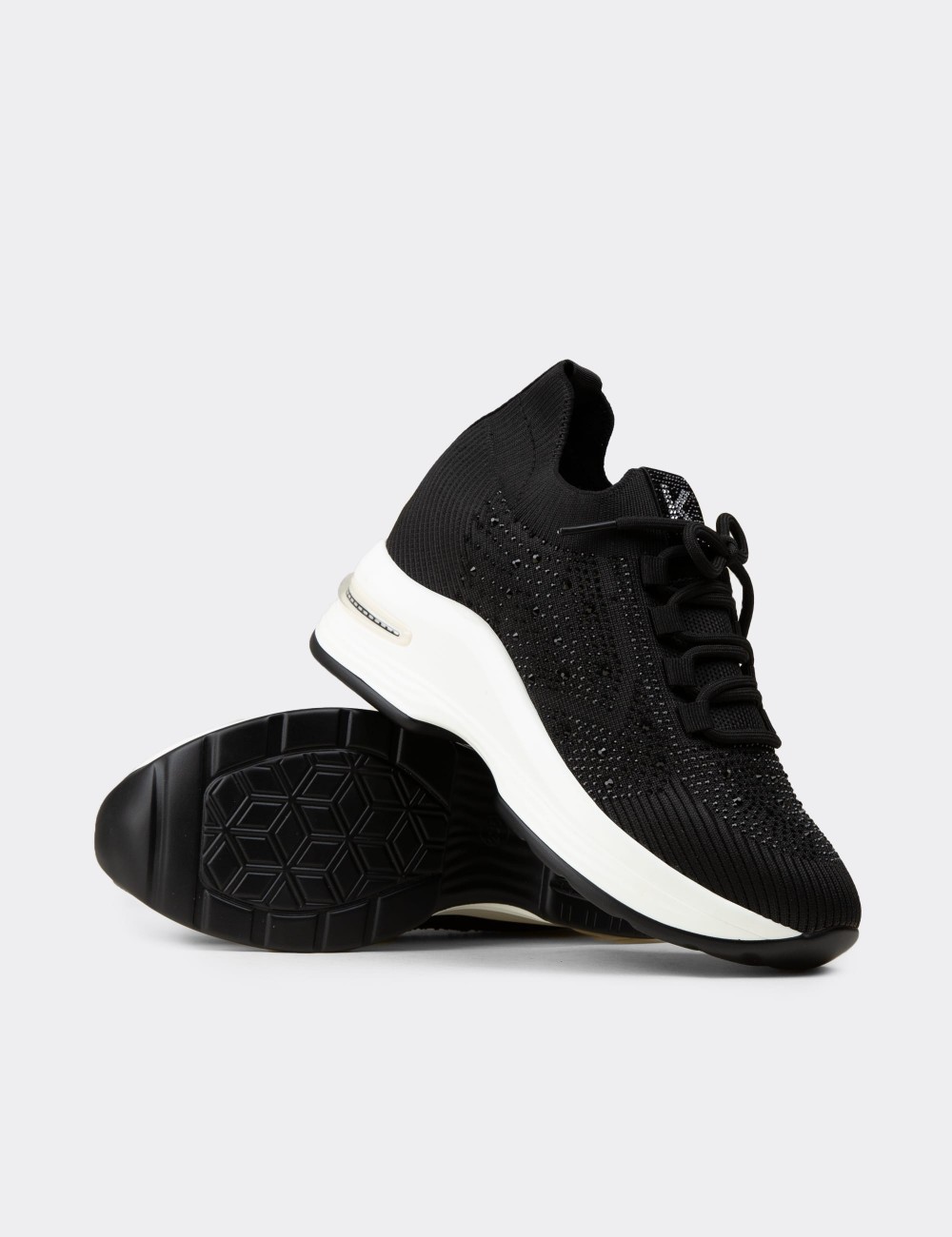 Women's Black Hidden Wedge Sneaker - K5050ZSYHC01