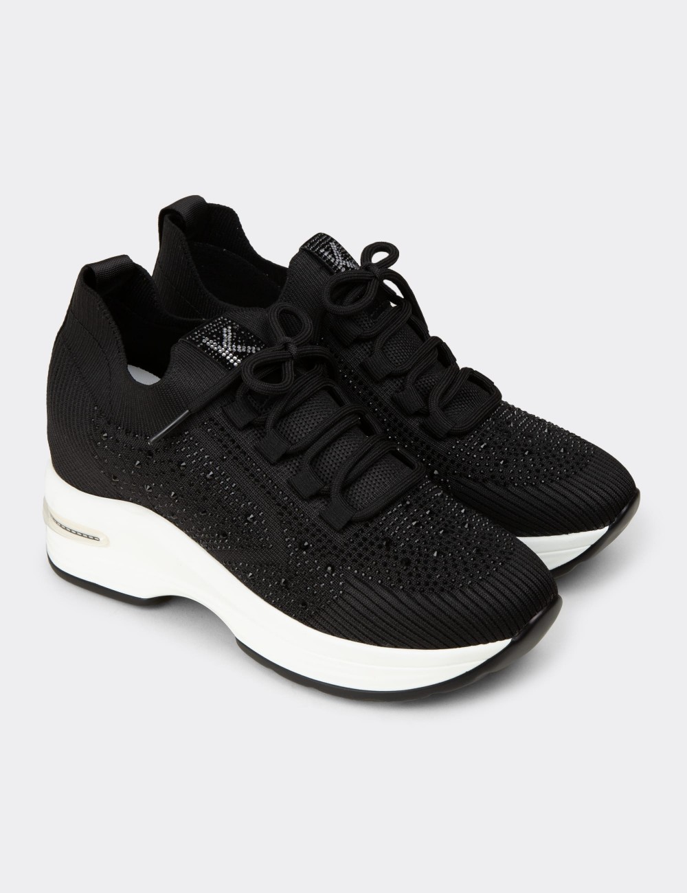 Women's Black Hidden Wedge Sneaker - K5050ZSYHC01