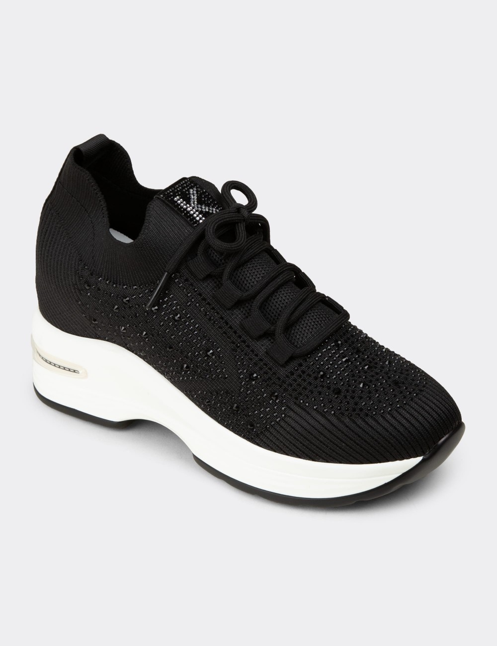 Women's Black Hidden Wedge Sneaker - K5050ZSYHC01
