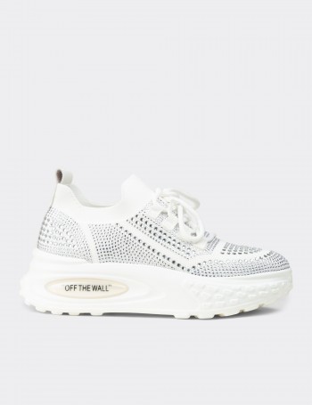 Women’s White Crystal Platform Sneakers