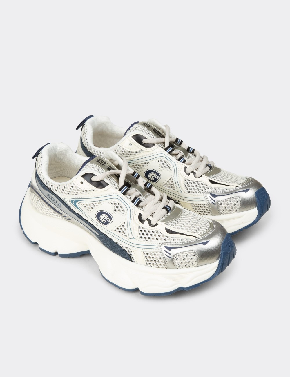 Women's Navy Chunky Sneakers - 26353ZLCVP01