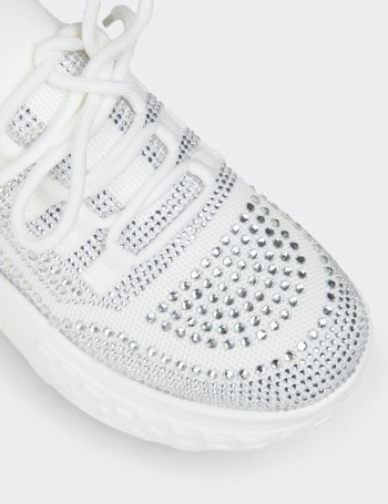 Women’s White Crystal Platform Sneakers