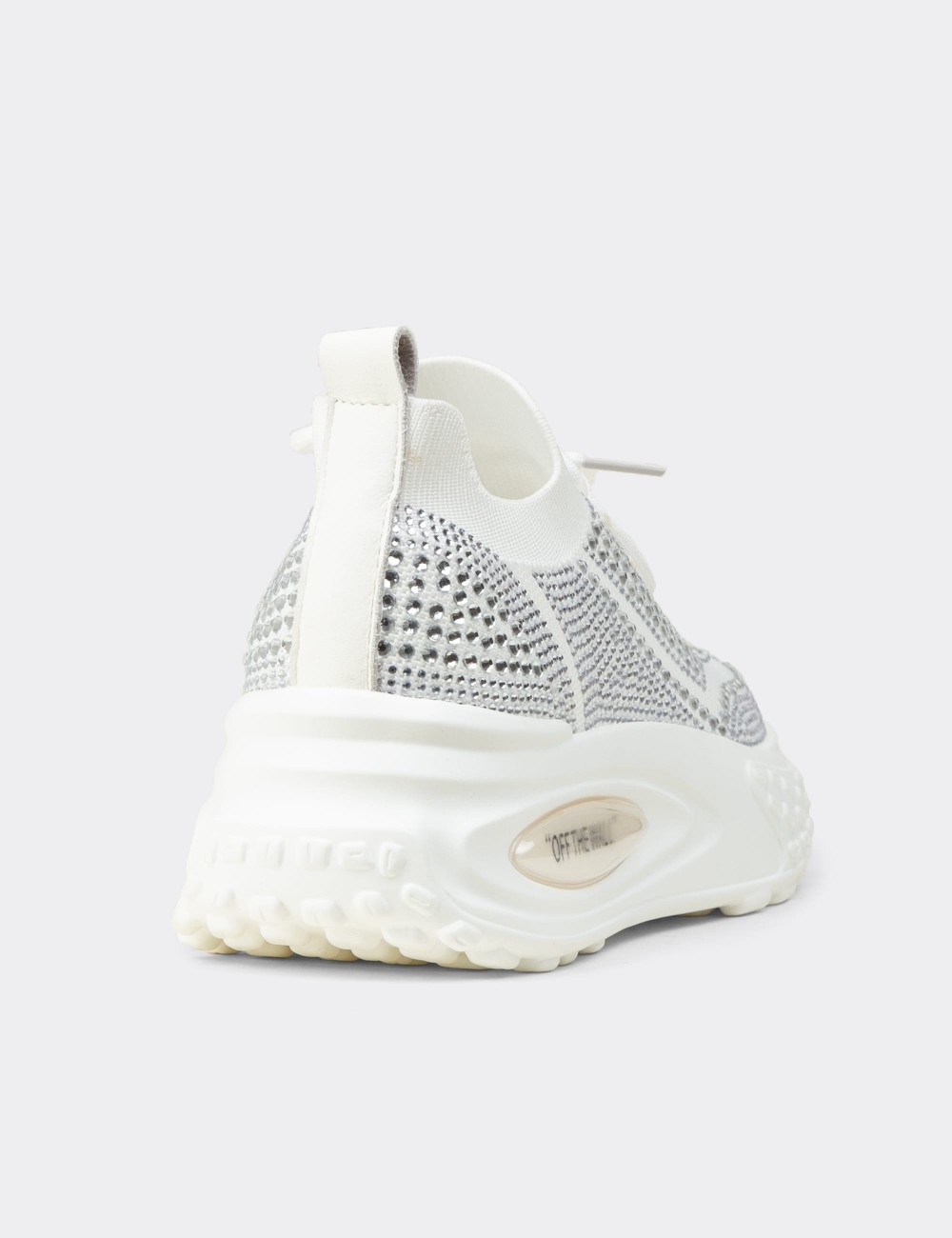 Women’s White Crystal Platform Sneakers - K0018ZBYZC01