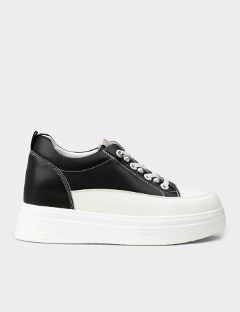 Women's Black Hidden Wedge Sneakers