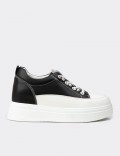 Women's Black Hidden Wedge Sneakers