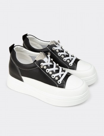 Women's Black Hidden Wedge Sneakers