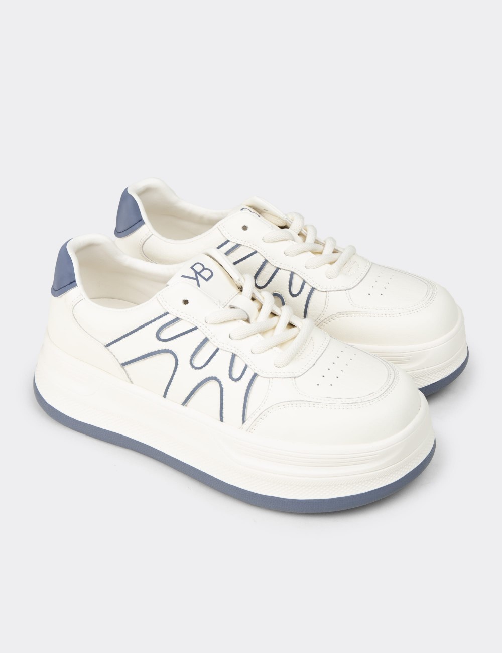 Women's Blue and White Sneakers - K1064ZMVIC01