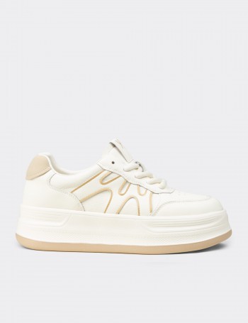 Women's Beige Platform Sneakers