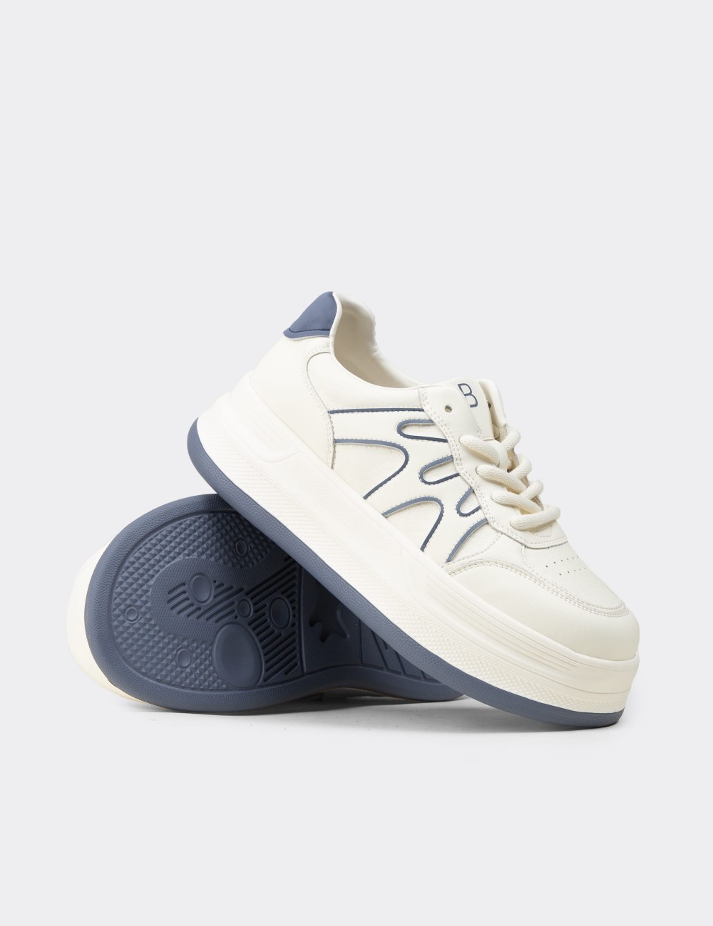 Women's Blue and White Sneakers - K1064ZMVIC01