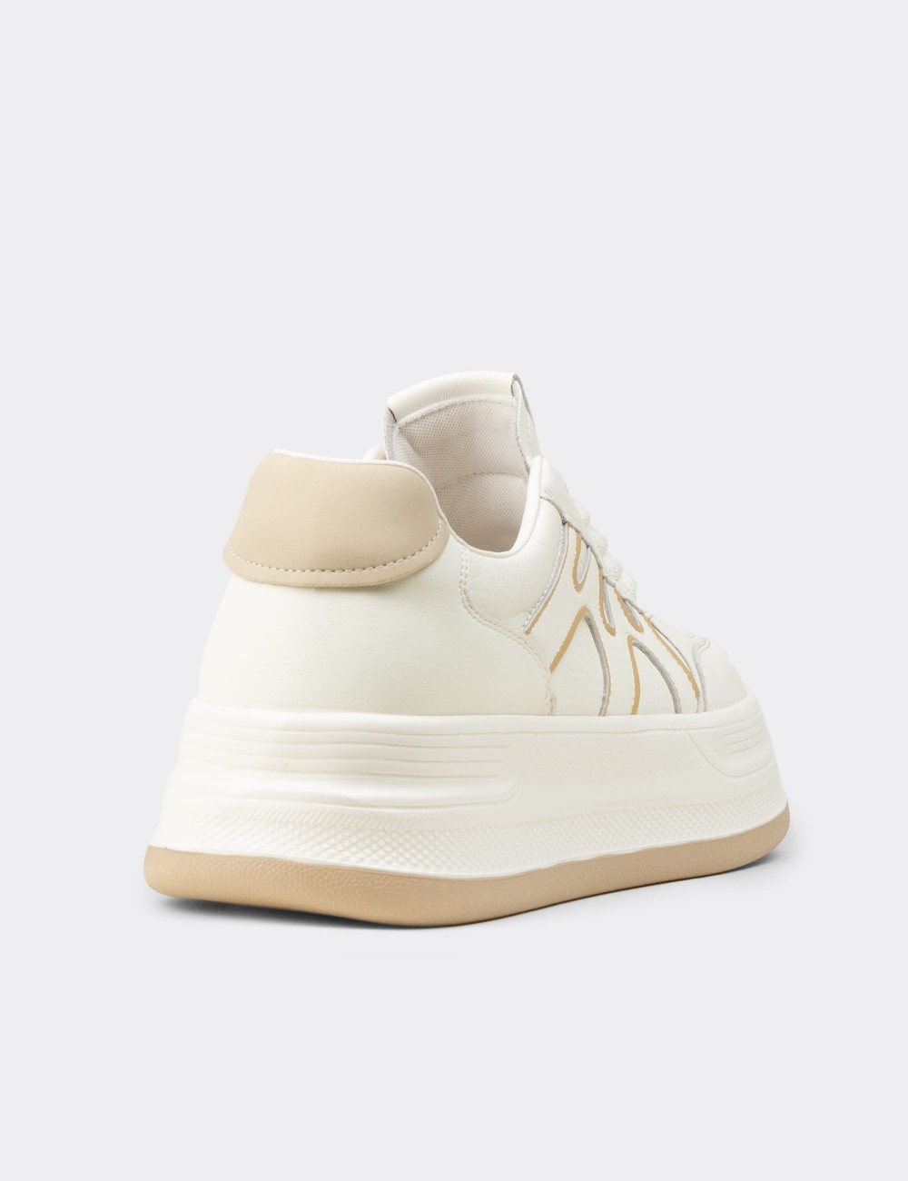 Women's Beige Platform Sneakers - K1064ZBEJC01