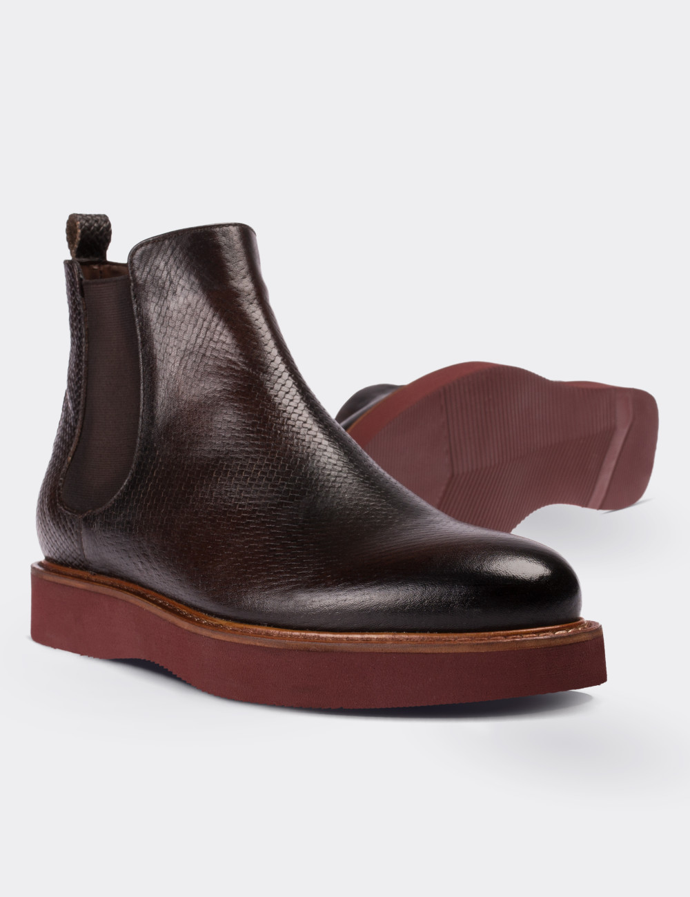 Brown  Leather Chelsea Boots - 01573ZKHVE13