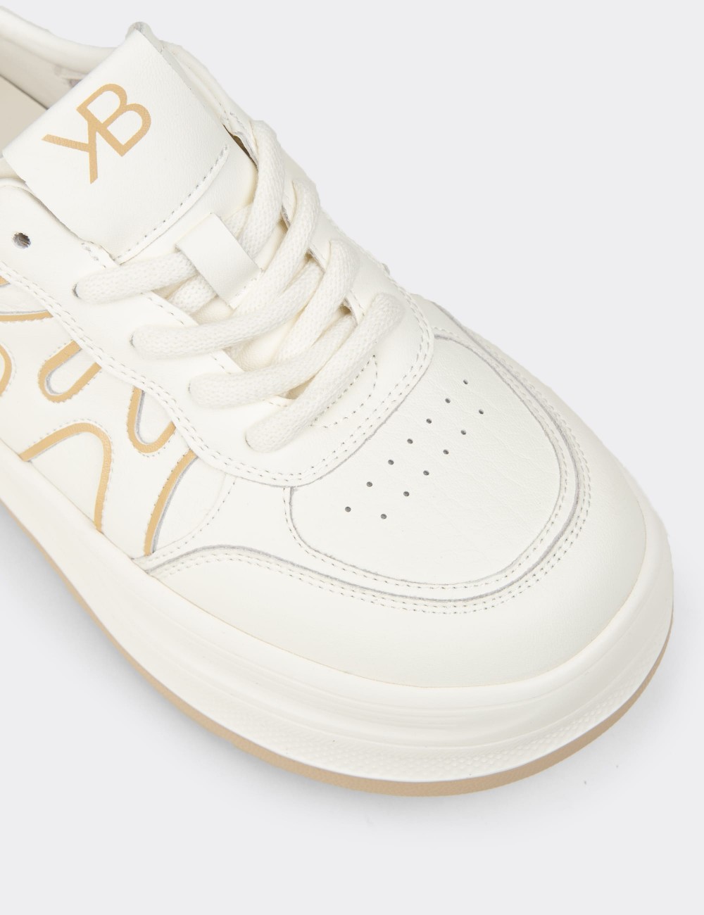 Women's Beige Platform Sneakers - K1064ZBEJC01