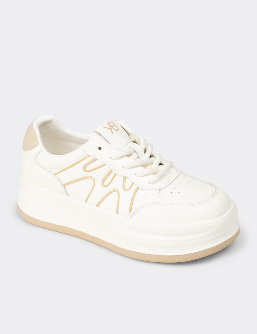 Women's Beige Platform Sneakers - K1064ZBEJC01
