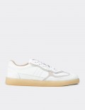 Women's Minimalist White Leather Sneakers