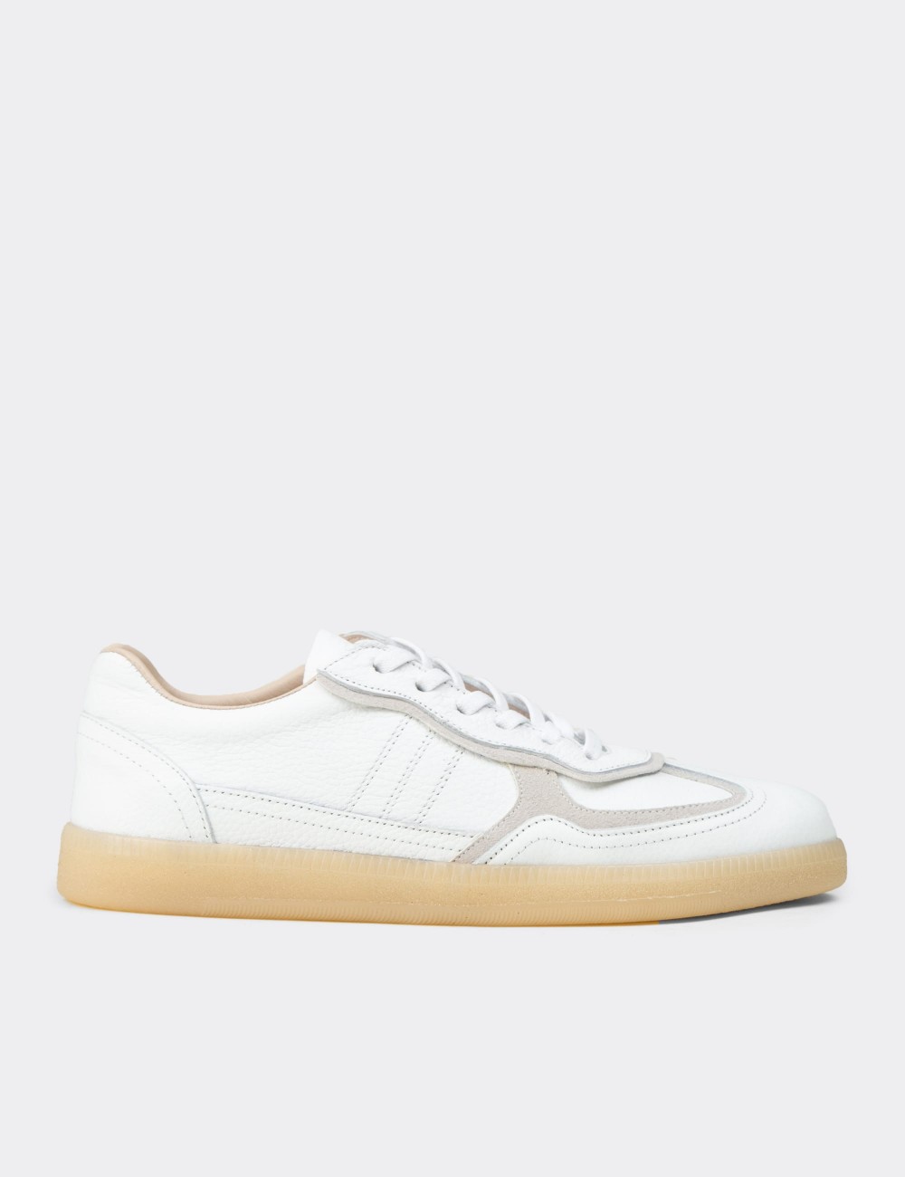 Women's Minimalist White Leather Sneakers - R2601ZBYZC01