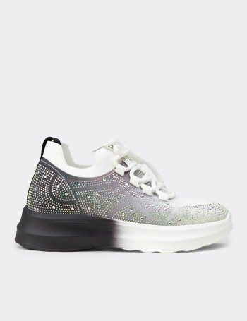 Women's Rhinestone Platform Black Sneakers