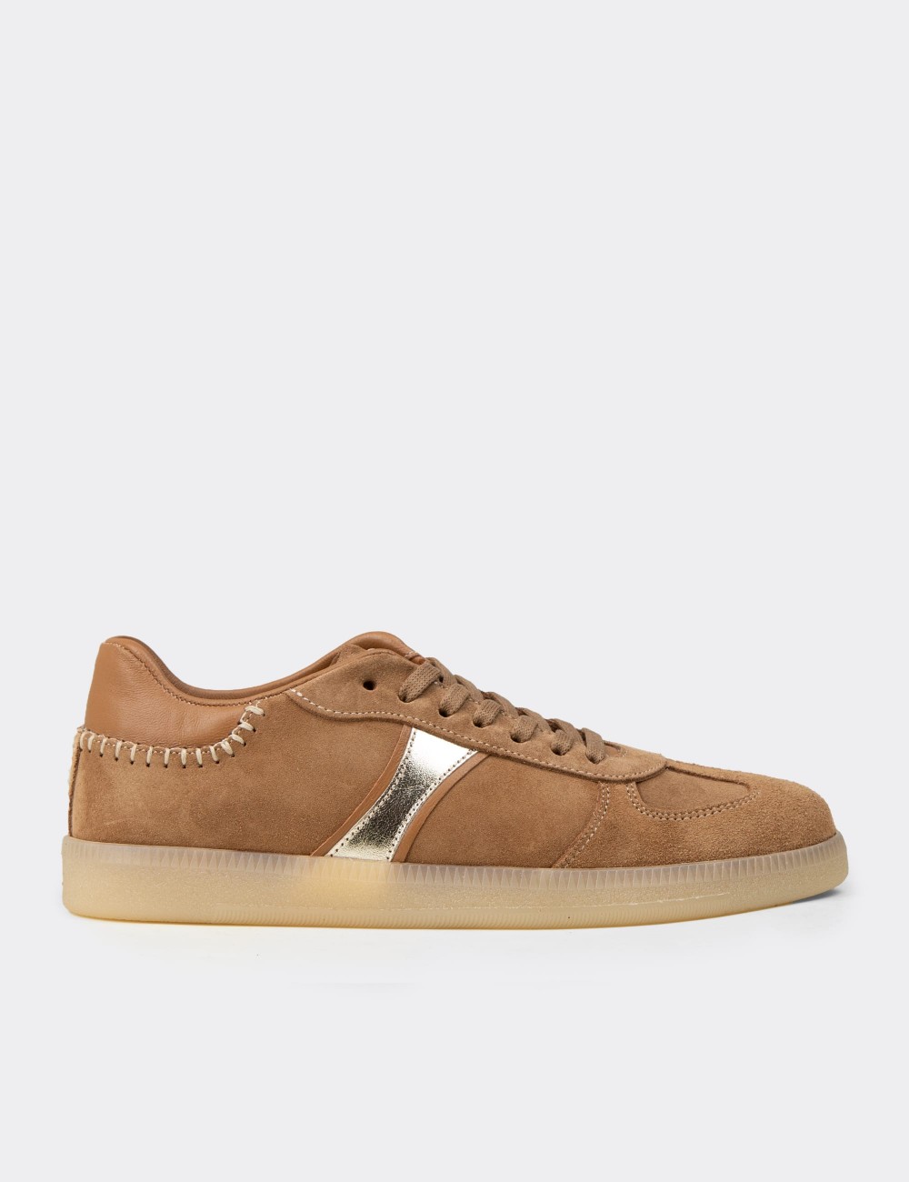 Women's Minimal Sandstone Suede Leather Sneakers - R2603ZVZNC01