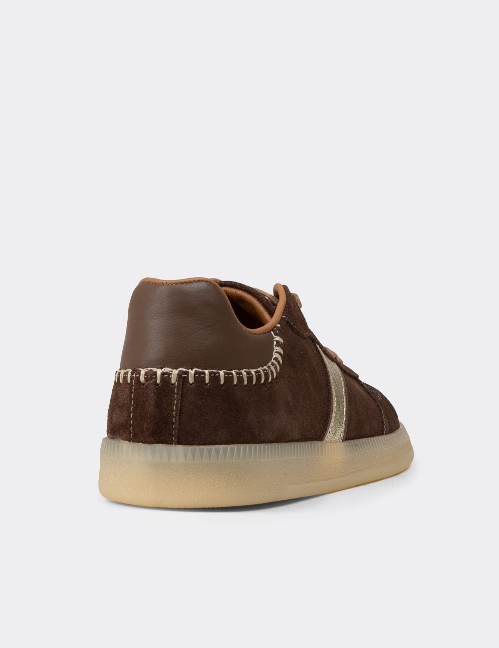 Women's Minimal Brown Suede Leather Sneakers - R2603ZKHVC01