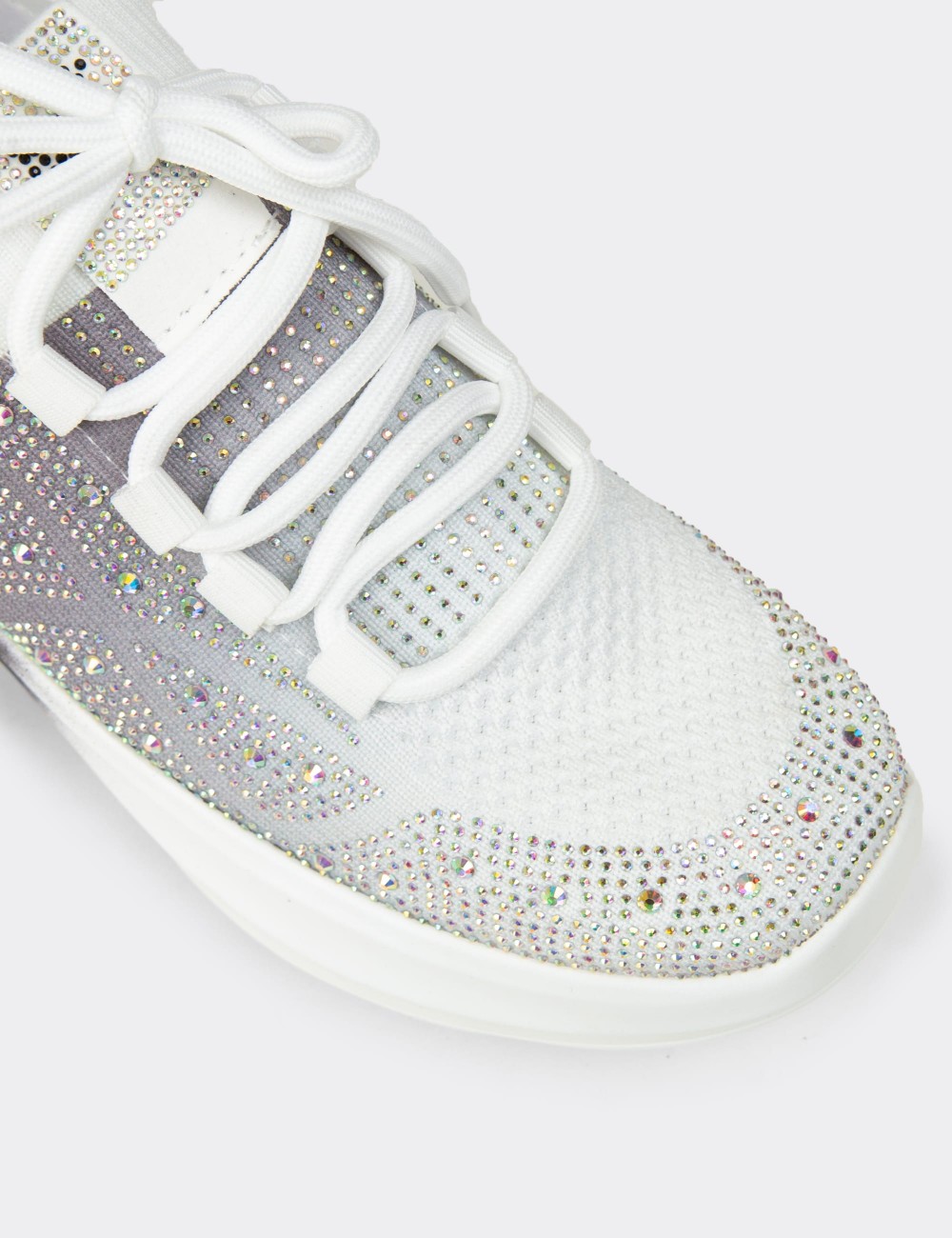Women's Rhinestone Platform Black Sneakers - K0516ZSYHC01