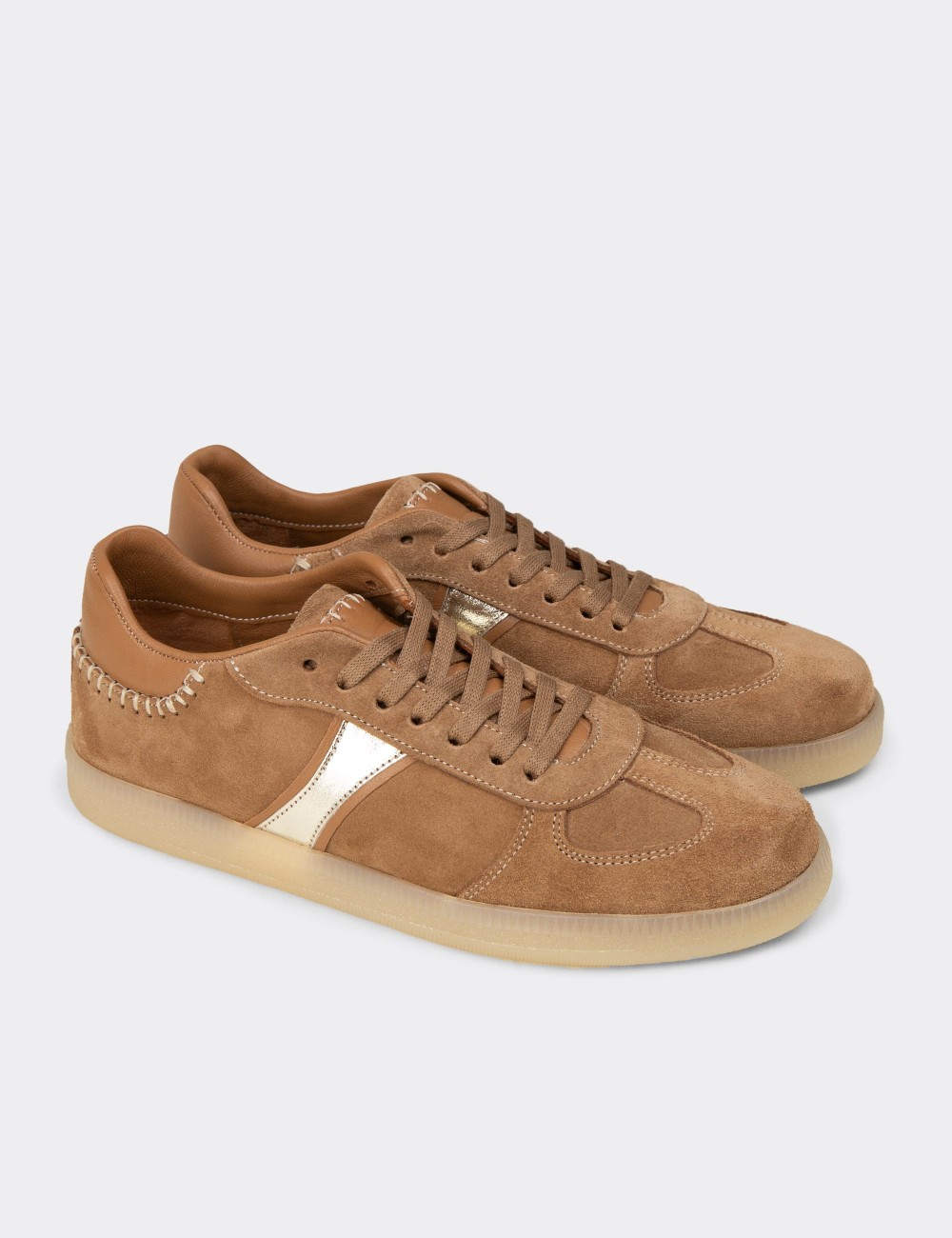 Women's Minimal Sandstone Suede Leather Sneakers - R2603ZVZNC01