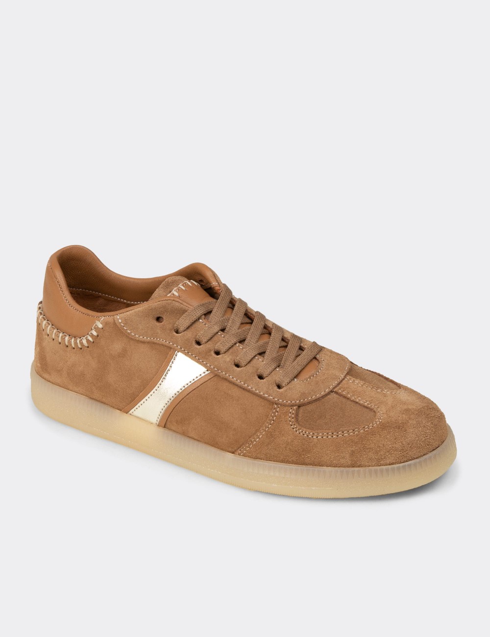 Women's Minimal Sandstone Suede Leather Sneakers - R2603ZVZNC01