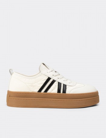 Women's Beige Platform Sneakers