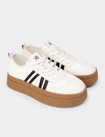 Women's Beige Platform Sneakers