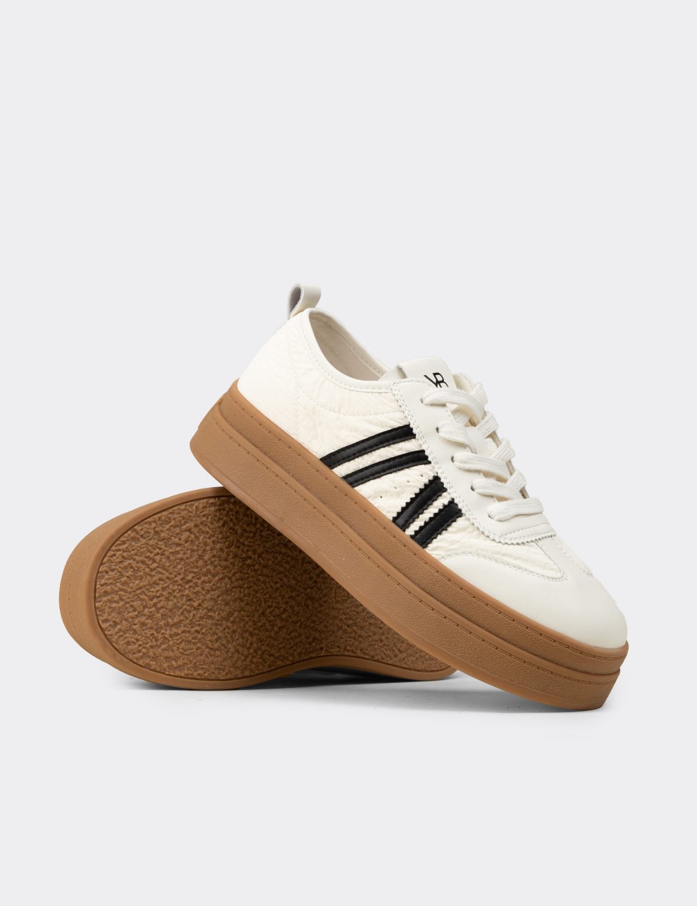 Women's Beige Platform Sneakers - K1062ZBEJC01
