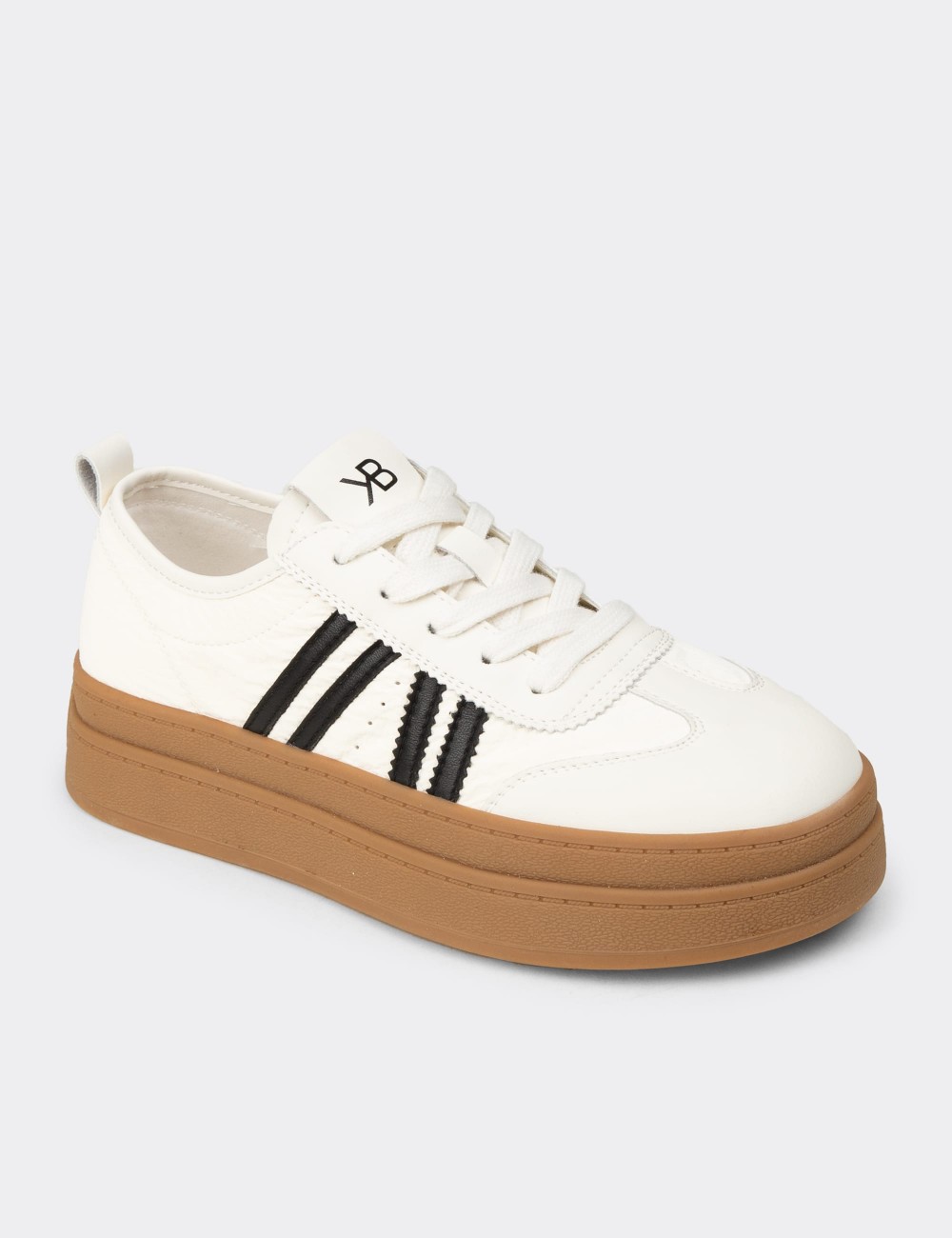 Women's Beige Platform Sneakers - K1062ZBEJC01