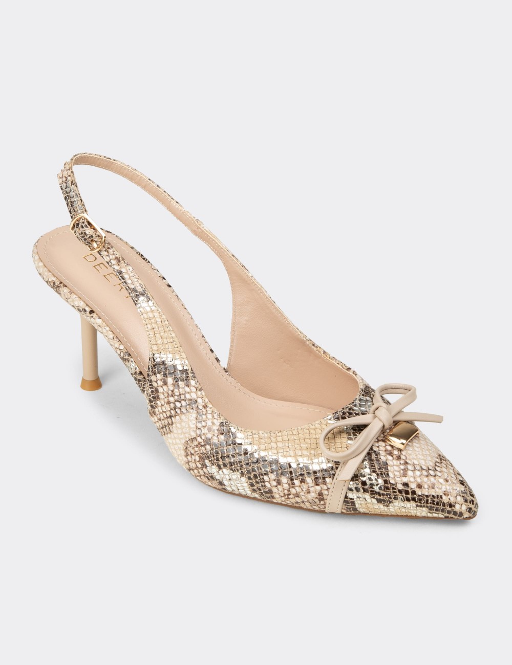 Women's Beige Bow Slingback Evening Heels - RD325ZBEJM01