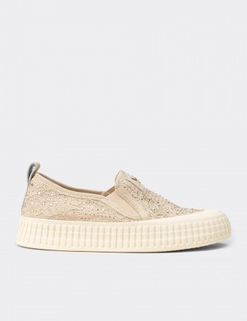 Women's Beige Slip-on Sneakers
