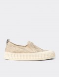 Women's Beige Slip-on Sneakers