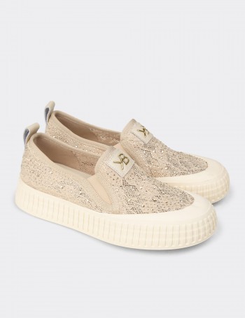 Women's Beige Slip-on Sneakers