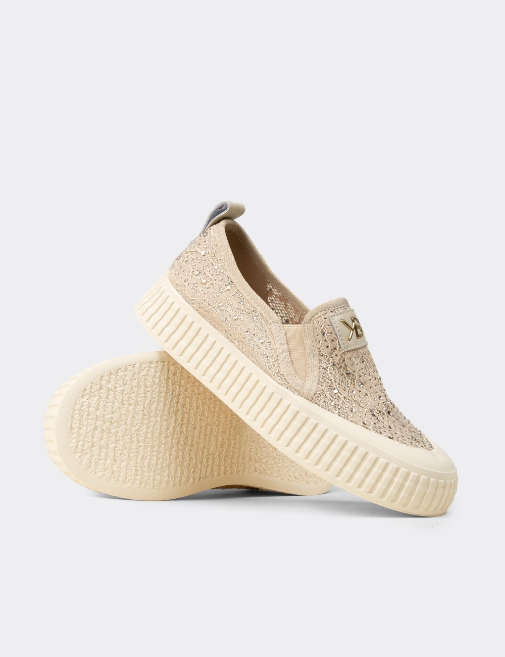 Women's Beige Slip-on Sneakers - K1053ZBEJC01